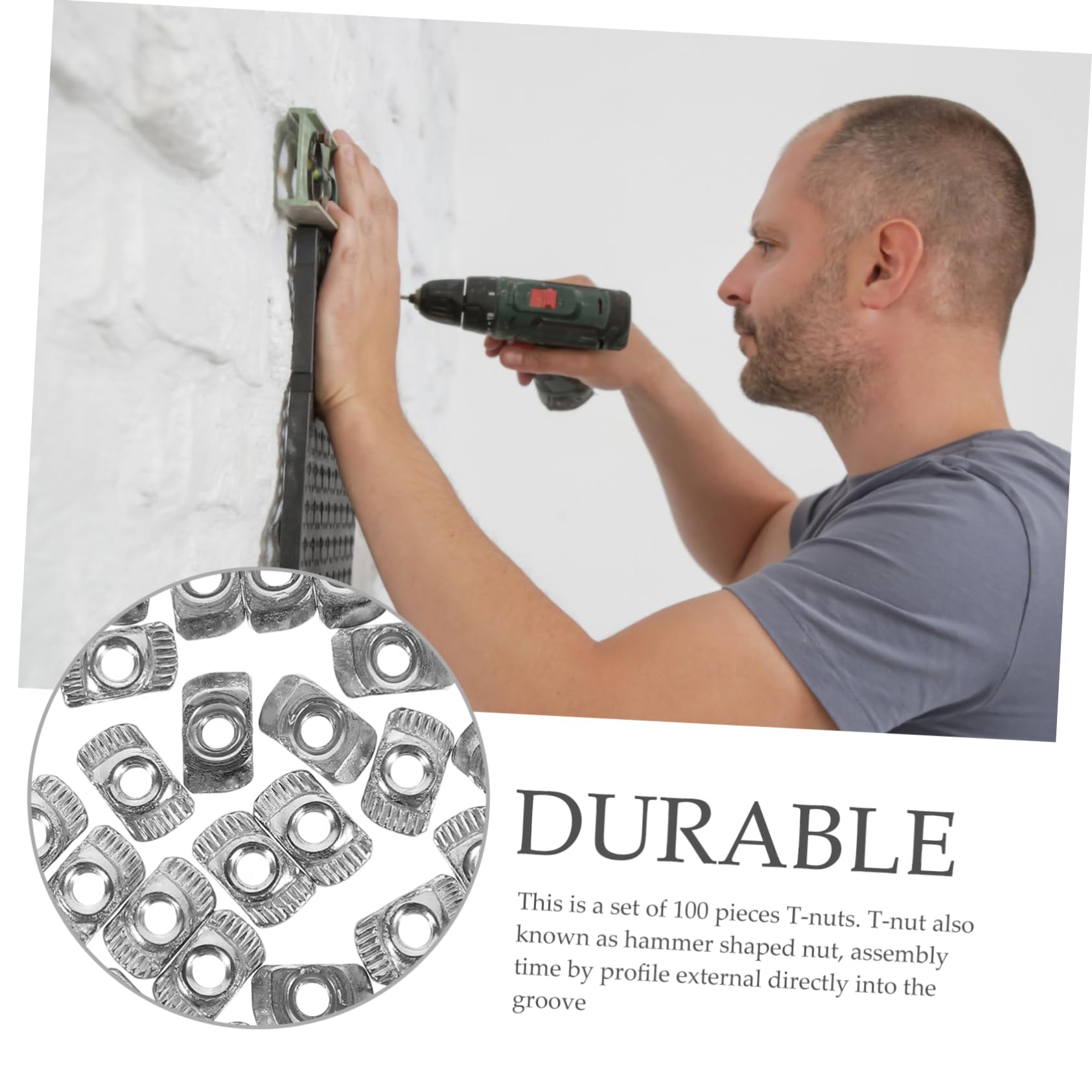 SOLUSTRE 100pcs European T-nut for Aluminum Extrusion (m3x10x6) Nickel Plated Hardware