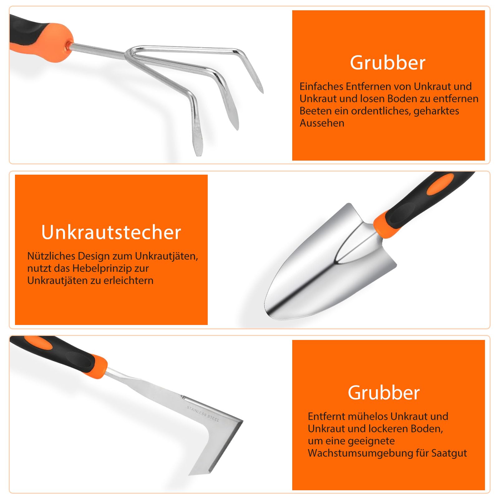 Gartenwerkzeug Set, 10 Stück Heavy Duty Gartengeräte Set, Gartenset Werkzeug für Gartenarbeit, Geschenke für Frauen und Männer