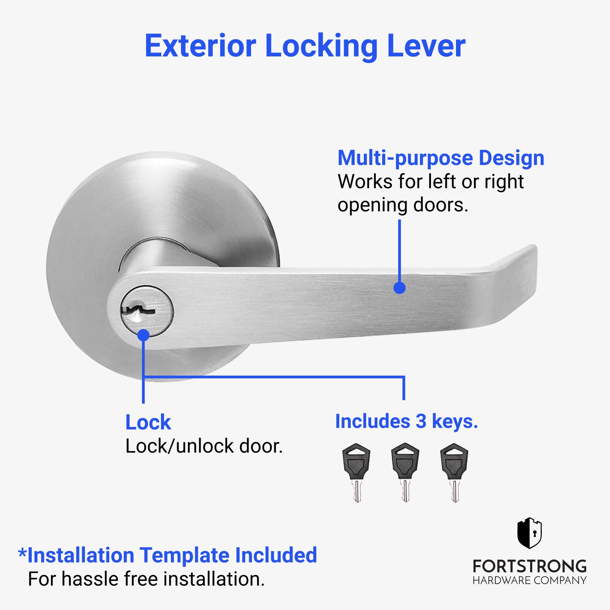 Panic Bar Exit Device Silver FS950 Push Bar for Exit Doors & Exit
