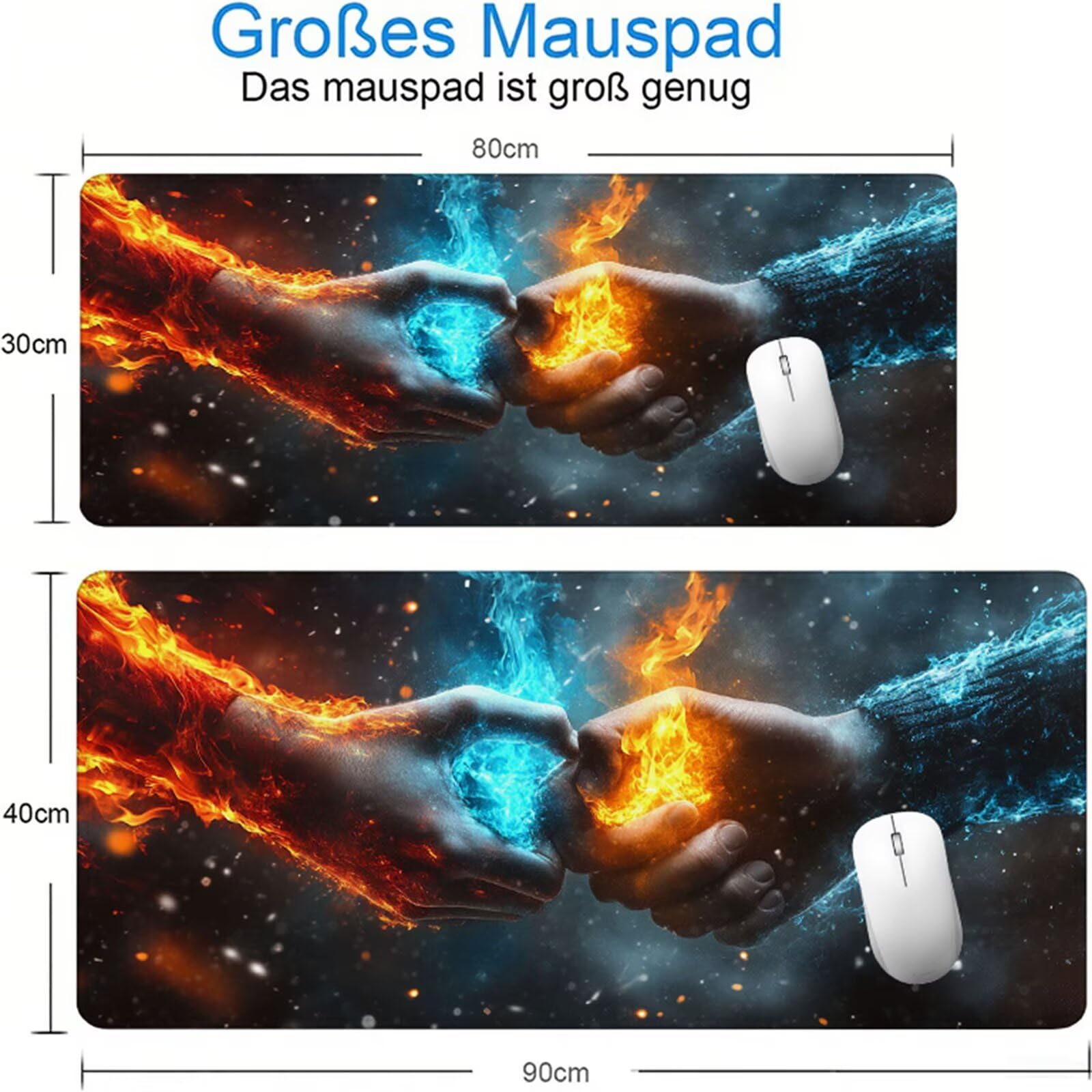 Niebieska podkładka pod mysz dla graczy XXL 1400 x 600 x 3 mm, podkładka pod biurko ręka z antypoślizgową i wodoodporną gumową podstawą, gładka powierzchnia poprawia precyzję i szybkość D1-991