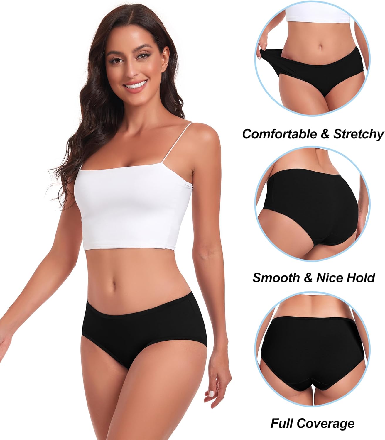 Cotton Hipster Panties for Women Mid Rise Underwear Full Coverage Soft Ladies Underwear Pack - Image 4