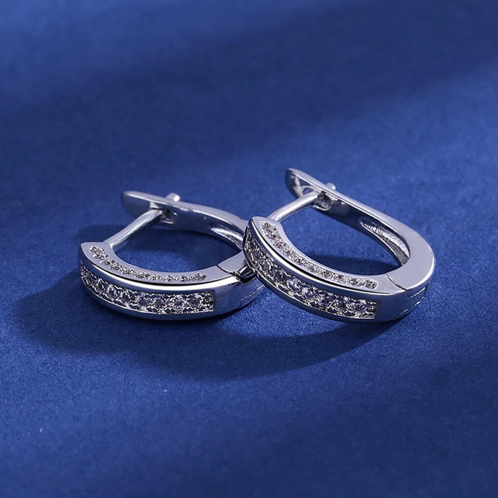 AMDXD Orecchini da donna in vero oro bianco 9 carati 375, classici orecchini a cerchio con moissanite, orecchini pendenti in oro 9 carati