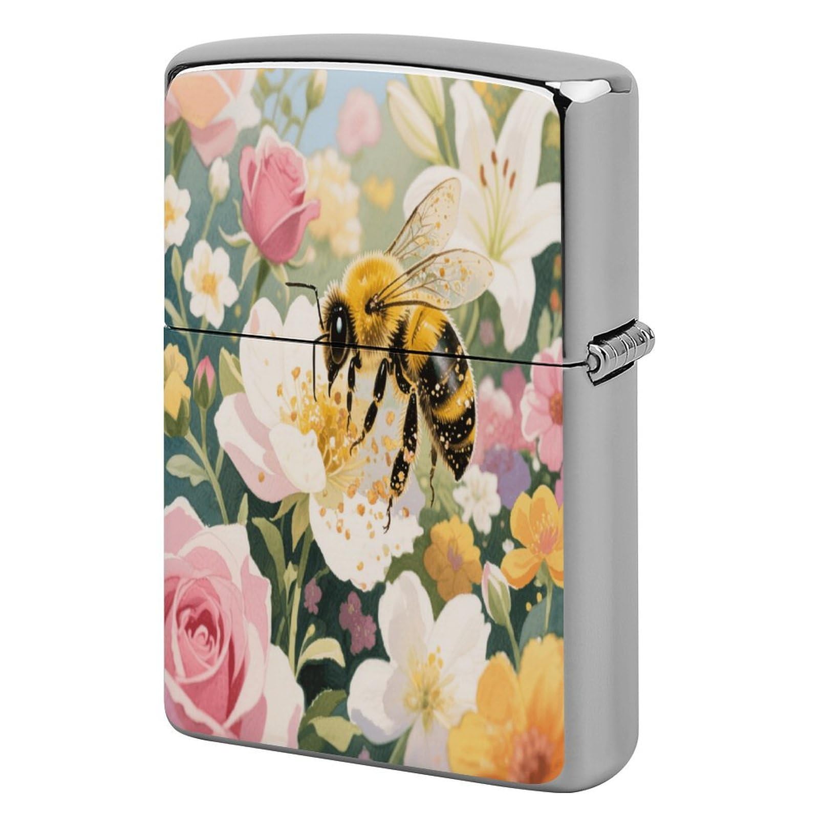 Fekiloot Style Honey Bees Collecting Honey Lighter Case Cover Metal Lighter Case