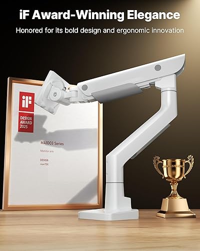 Miniatura 2 de monTEK Elegante brazo de monitor de aluminio para pantallas ultraanchas de 17 a 57 pulgadas de hasta 59 libras, USB 3.0 AC, soporte de escritorio