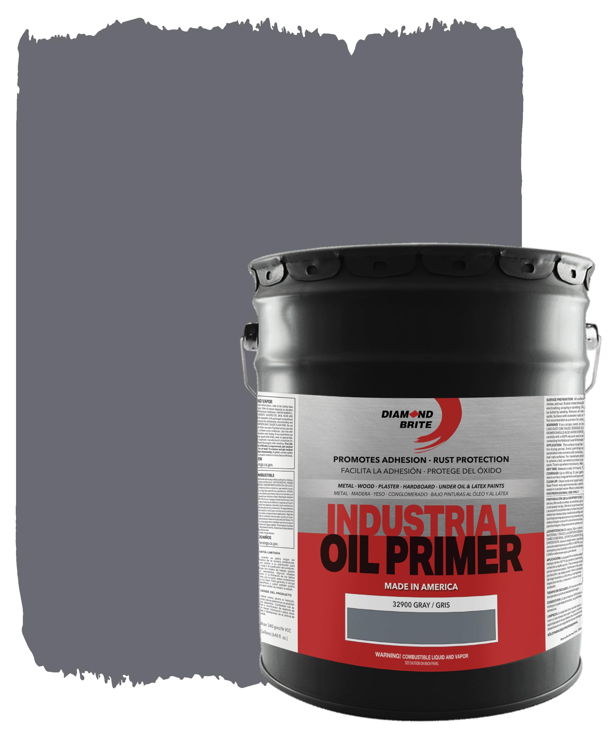 Diamond Brite Industrial Oil Alkyd Primer, Gray, 5 Gallons, 32900