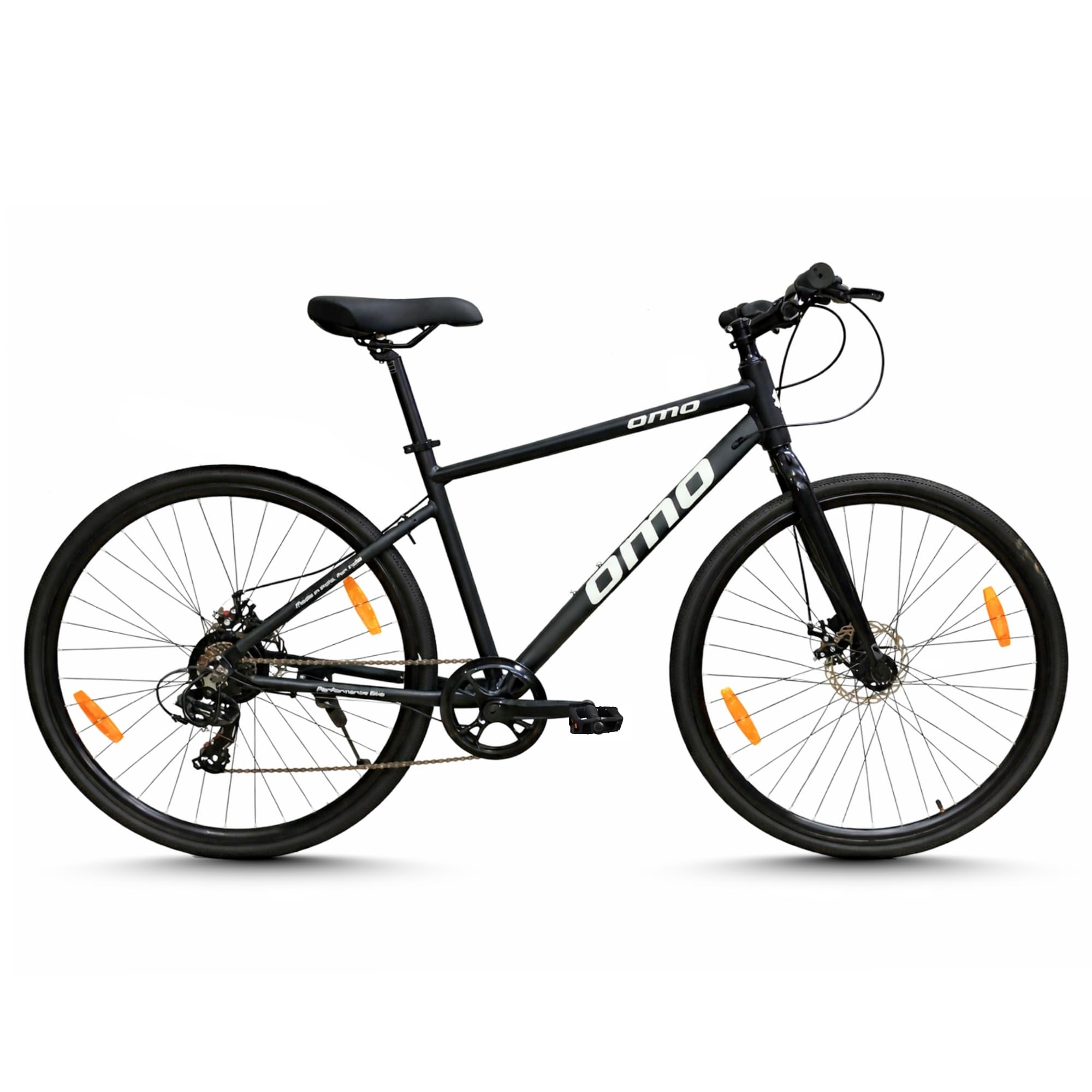 Omobikes Hampi Ace 7S | Shimano Gear 700C*35 Hybrid Cycle | Alloy Frame | Rigid Fork | for 15+ Years, Unisex(Black)