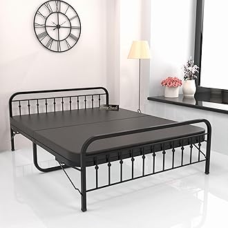 Honey Touch Nova Folding Queen Size Bed with Mattress | No Assembly Required | Foldable Bed for Sleeping/Guests/Rented Apartments/Bedroom(5x6.25ft, Black)