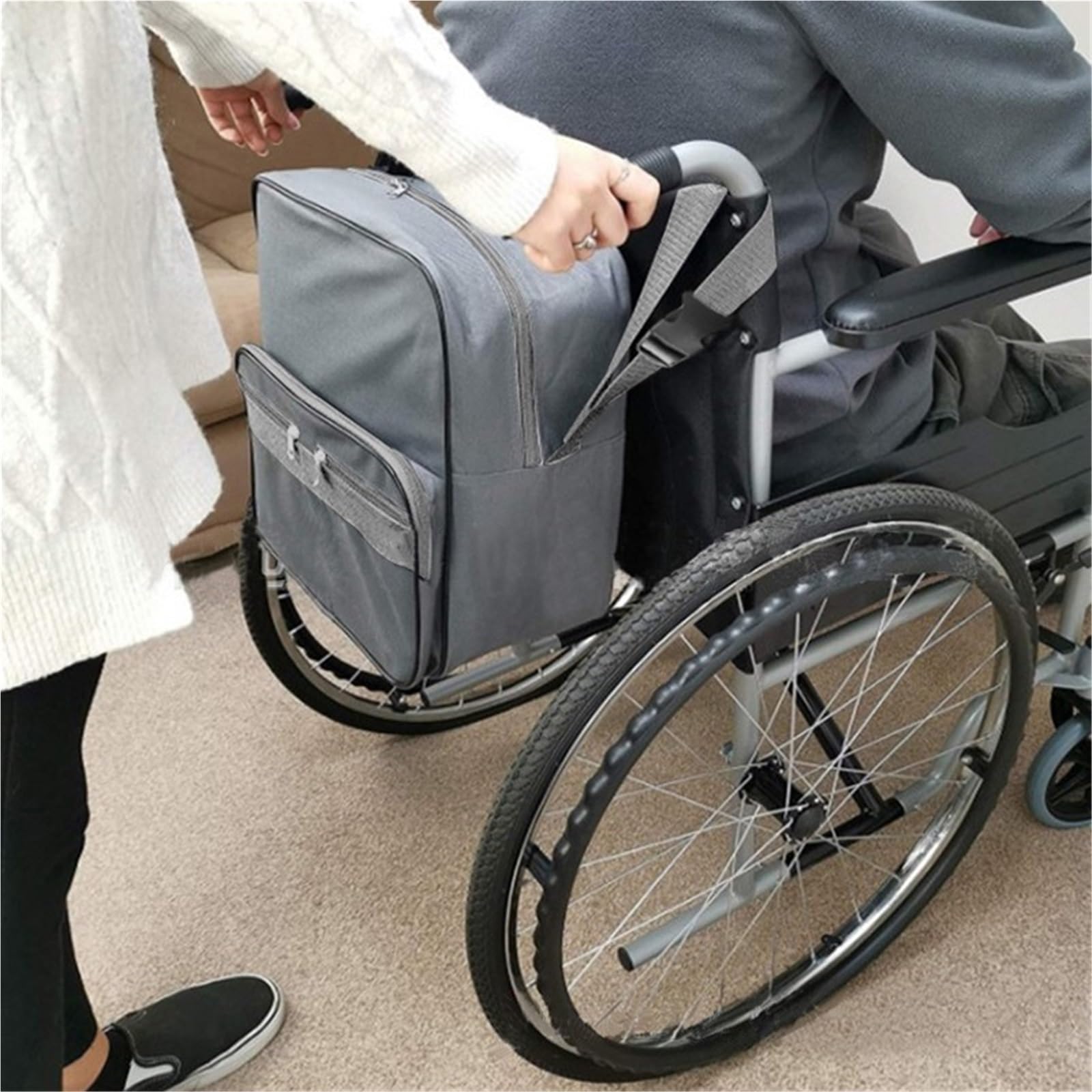 bolsa silla de ruedas Bolsa de compras for silla ruedas for scooter movilidad | Gran impermeable reposabrazos almacenamiento ayuda for discapacitados bolsa de transporte mochila(A Only bag)