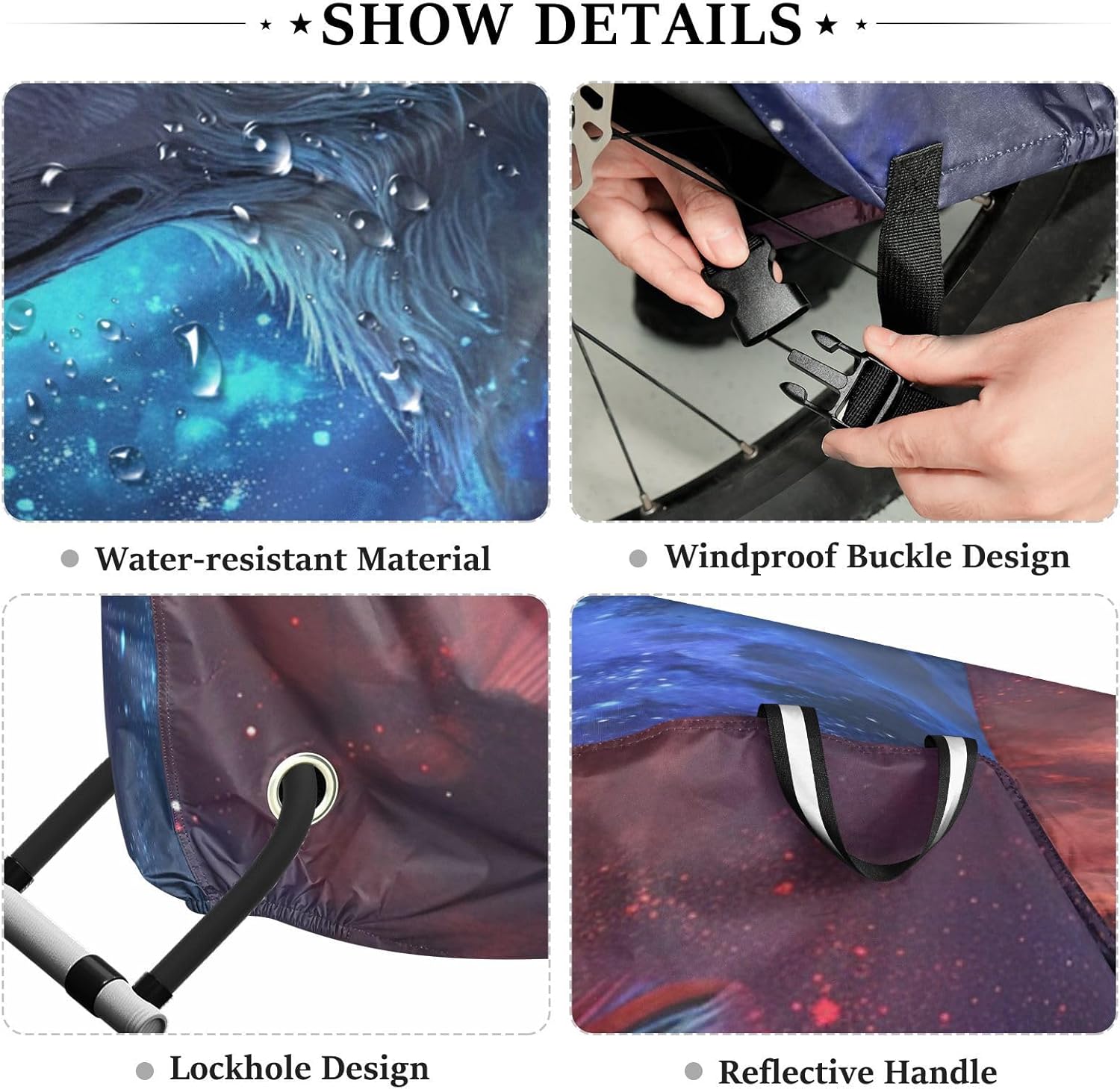 ALAZA Wolves in Galaxy Bike Cover Waterproof Outdoor Ebike Bicycle Covers Tarp Protection for 1/2 Bikes, Sun UV Dust Wind Proof