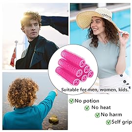 MOODKEY 18PCS Self Grip Small Hair Curlers Heatless Roller Hair Curlers Pro Salon Hairdressing Curler DIY Curly Hairstyle Hair Rollers Tools Rat Tail Comb for Women Medium Short Hair(Rose red)