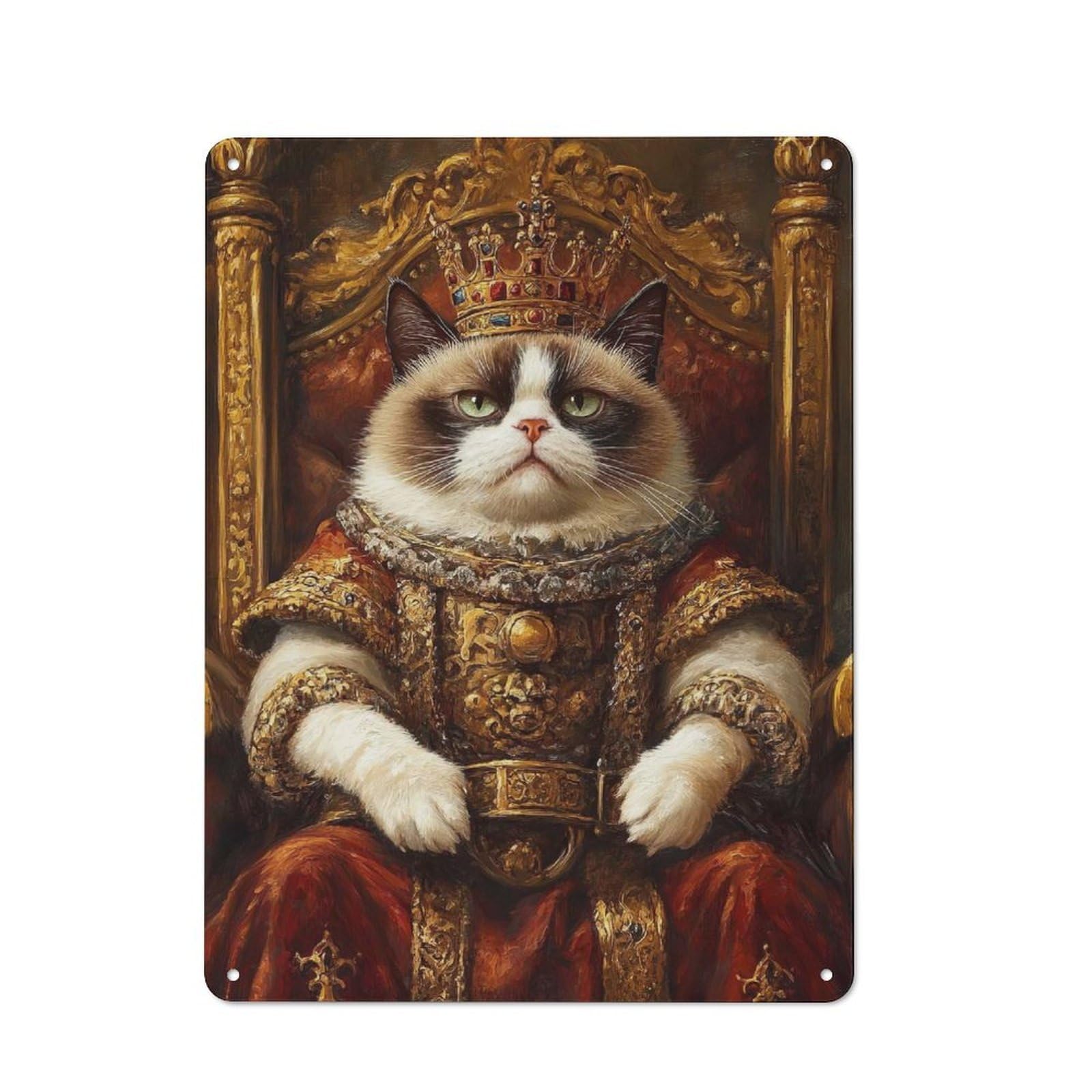 Junmoney Grumpy Cat King Classic Metal Sign 40X30cm Featuring Bar Wall Plaque For Diner, Restaurant, Shed Or Kitchen