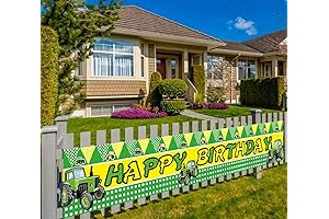 Green Tractor Birthday Banner, Farm Tractor Themed Birthday Party Supplies