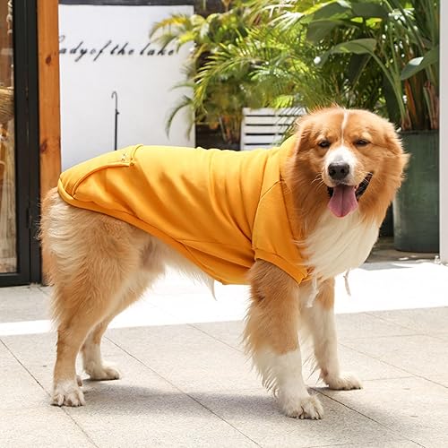 Miniatura 5 de Sudadera con capucha para perro, ropa para mascotas, sudadera con capucha básica con bolsillo para perros pequeños, medianos y grandes, amarillo, S