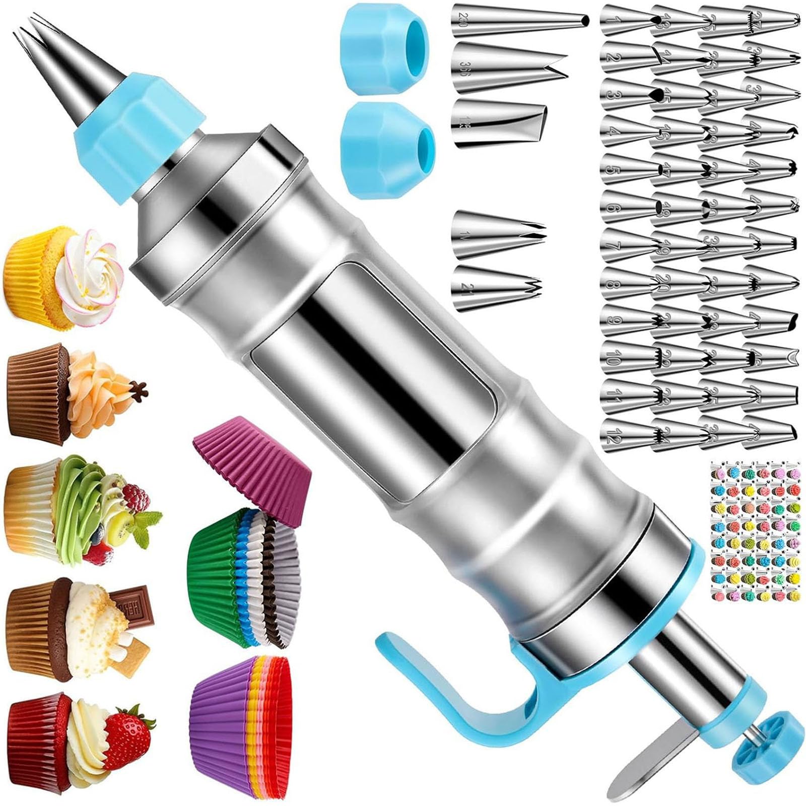 Elnwnnkc Home Cake Decor Set 164Pcs, Professional Nozzles and Baking Cups for Dessert Decoration Multipurpose Dessert Maker