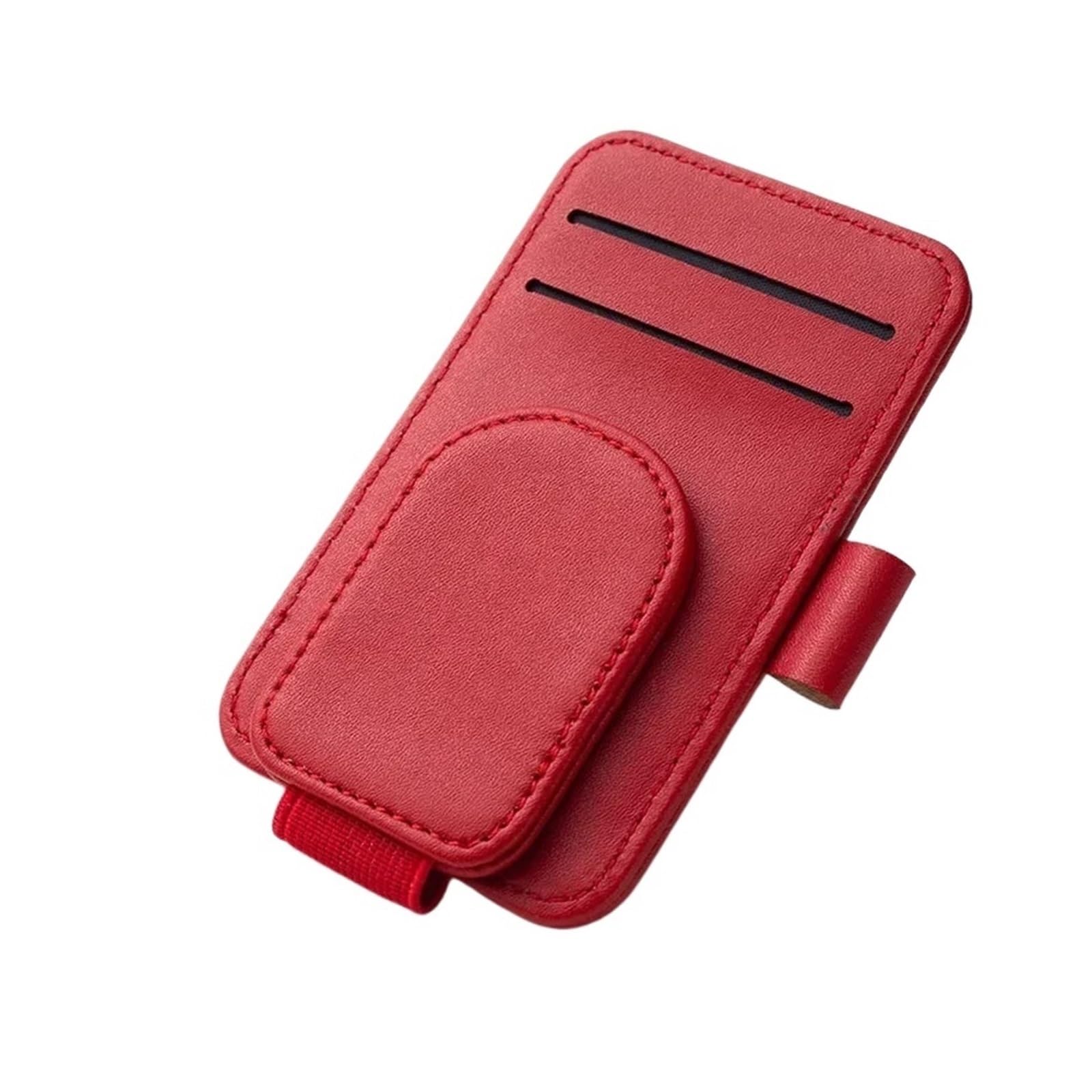 KXFVYNE 2024 Car Multifunctional Glasses Clip PU Material Storage Sun Visor Sunglasses(Red)