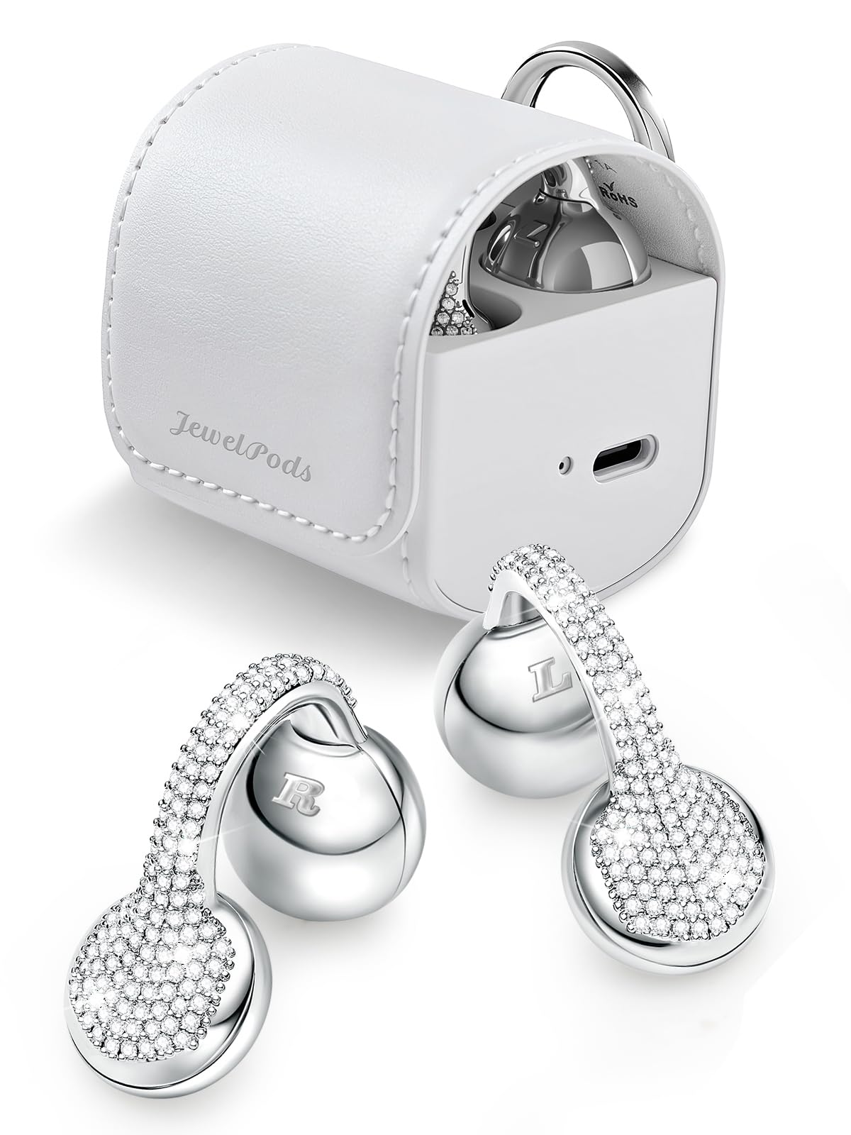 wireless bluetooth earbuds with crystal clip-on design