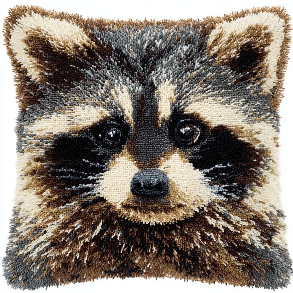 Axiangzik Raccoon Latch Hook Pillow Kits With Yarn,