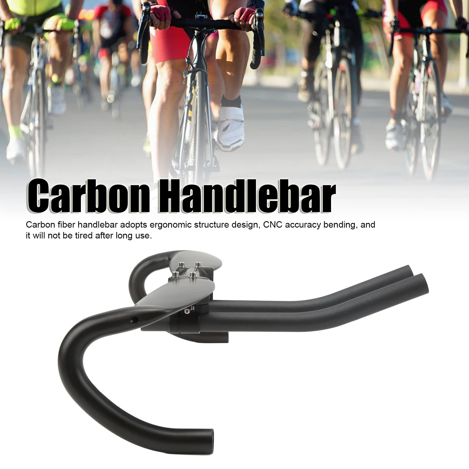 Manillar de fibra de carbono de 31,8 mm, manillar de bicicleta de carretera, fibra de carbono liviana de alta resistencia con diseño ergonómico, manillar cómodo antideslizante de