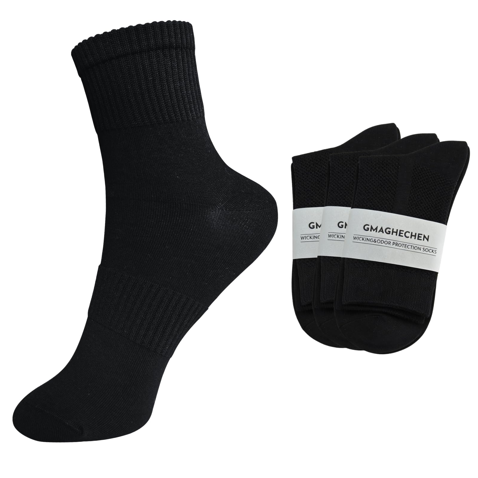 3 pares de calcetines deportivos para hombres y mujeres, de fibra de algas marinas que absorben la humedad, ajuste acolchado y transpirable