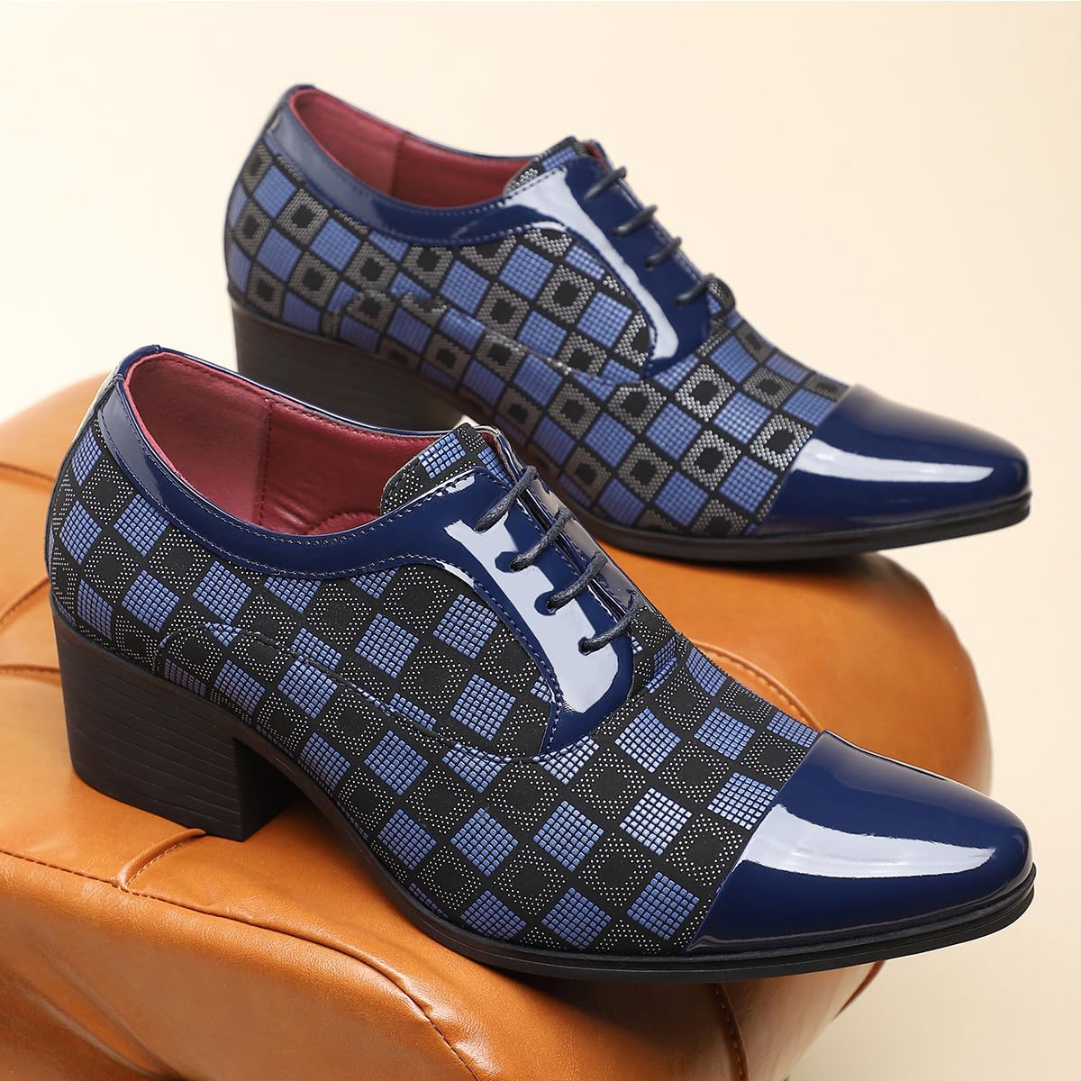 Scarpe Oxford da Uomo con Punta Affusolata e Tacco Alto Scarpe da Festa in Pelle per Scarpe Casual, da Lavoro, da Cerimonia, da Matrimonio E da Ballo