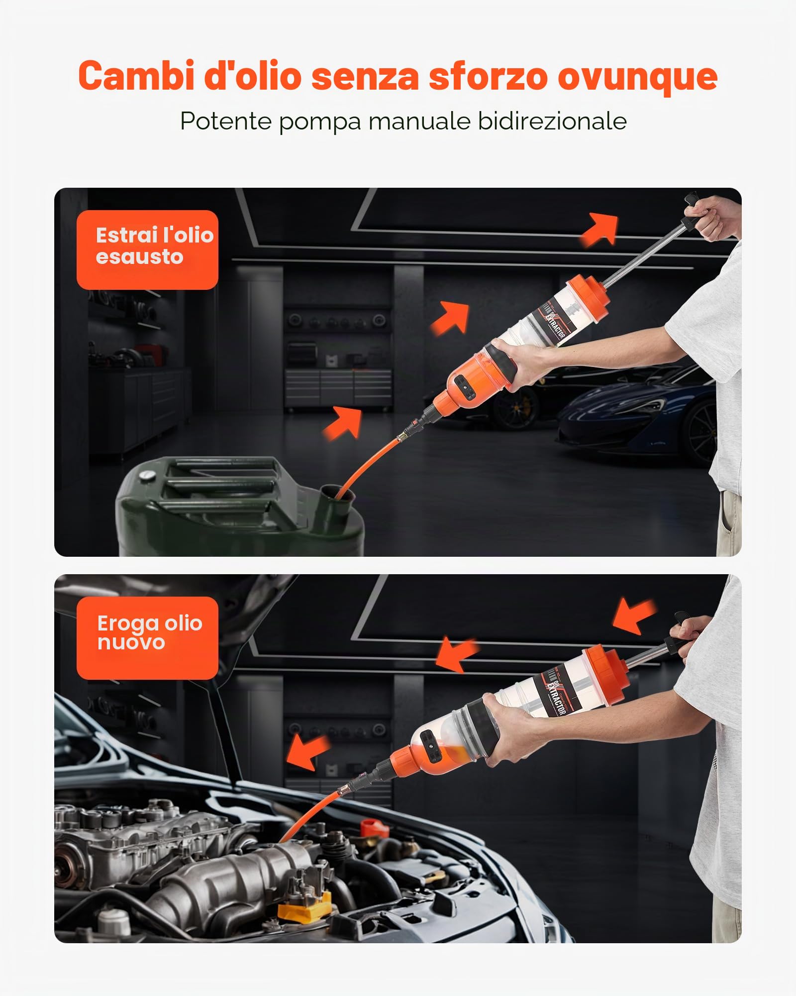 VEVOR Estrattori di Liquidi per Veicoli da 1,5 L, Pompa di Aspirazione Manuale per Fluidi per Autoveicoli, Siringa per Olio con Tubo Lungo e Tubi di Prolunga, Pompa di Aspirazione per Tosaerba, Auto
