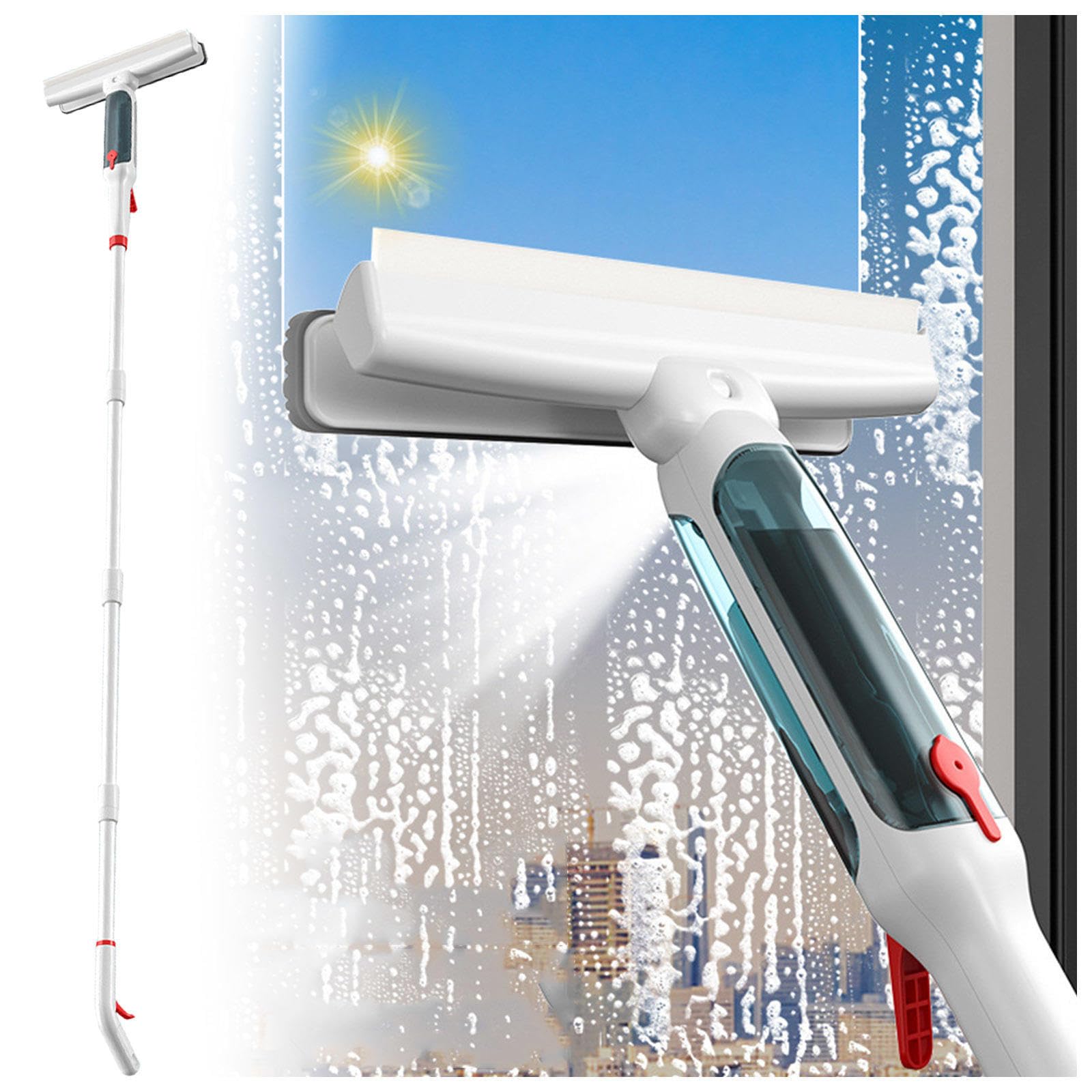 Limpiacristales de 75 pulgadas para el hogar con poste de extensión de 4 secciones, limpiador de ventana 4 en 1, kit profesional inalámbrico de limpieza de ventanas con colector de aguas