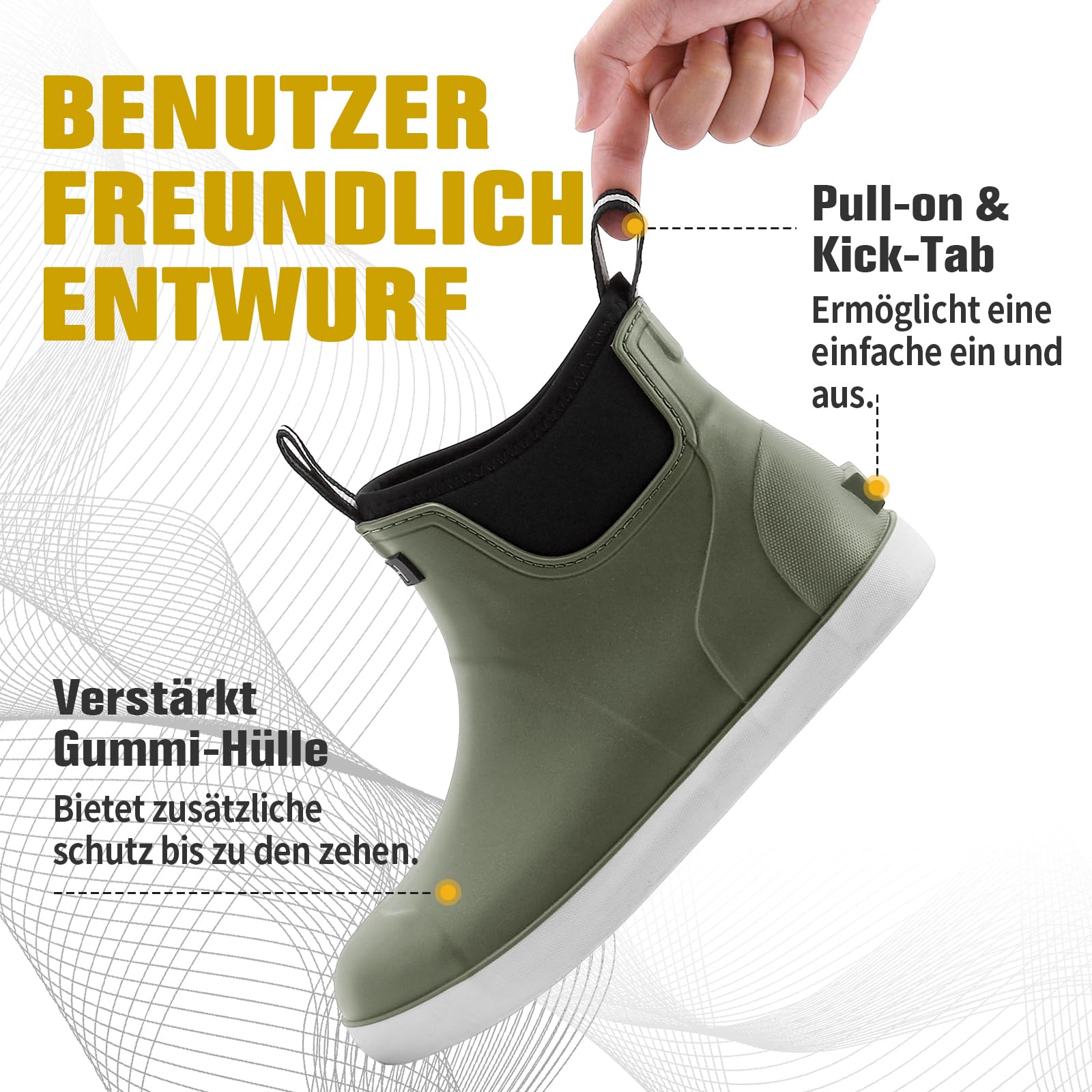 Rumkok Stivali Gomma Uomo, Stivali Da Pesca, Stivaletti Antinfortunistica Uomo, Da Esterno Antiscivolo Da Pioggia Shorty Boots, Comode Leggere Scarpe Da Giardino