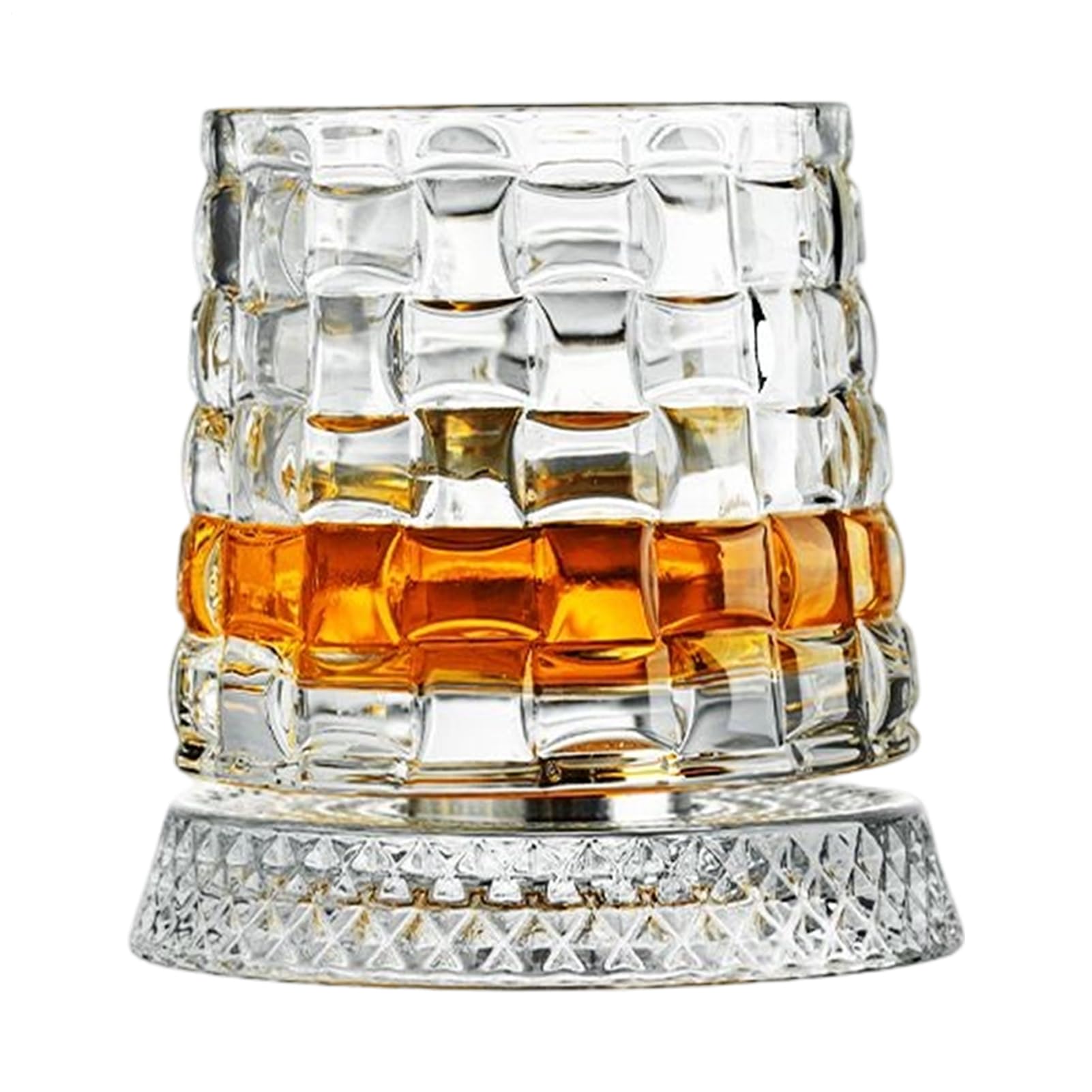 Bicchiere da whisky girevole a 360 gradi, bicchiere da cocktail girevole con base disaccoppiata stabile, bicchieri da whisky in rotante con funzione antistress, per rum, cocktail