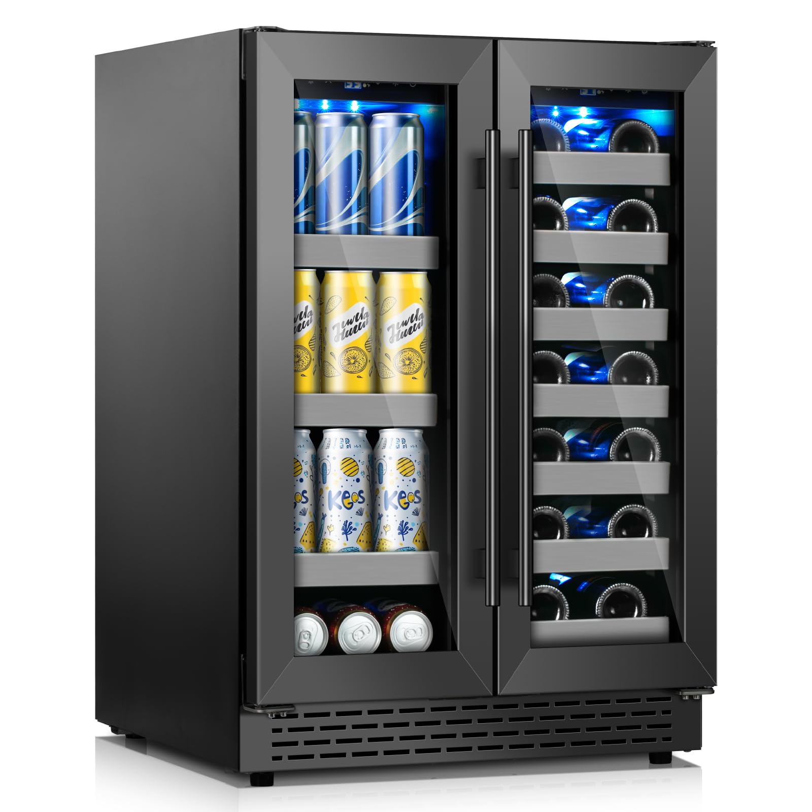VINECOLD 24 Inch Black Dual Zone Wine Fridge