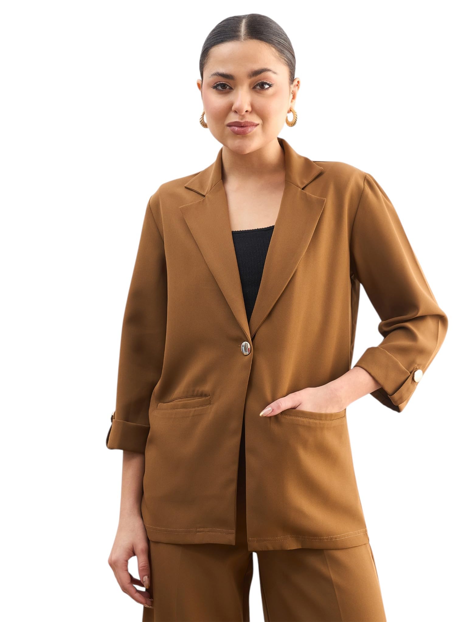 sassafras worklyf Women's Front Button Notch Collar Blazer-picture-15