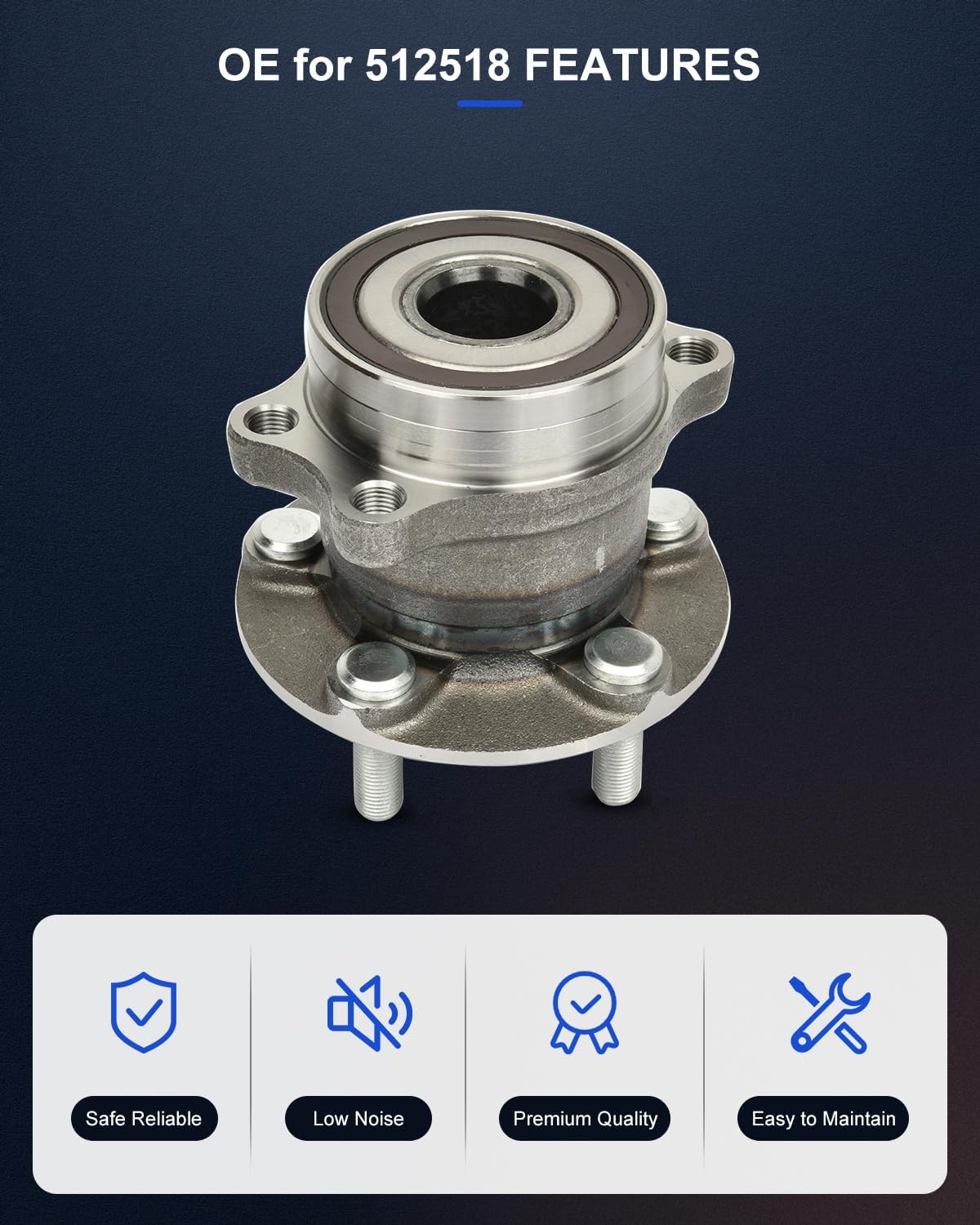 ECCPP Wheel Hub and Bearing Assembly Rear 512518 fit for Subaru CROSSTREK 2016-2019,for Subaru Forester 2014-2018,for Subar 5 Lugs Wheel Bearing Hubs with ABS 2pcs