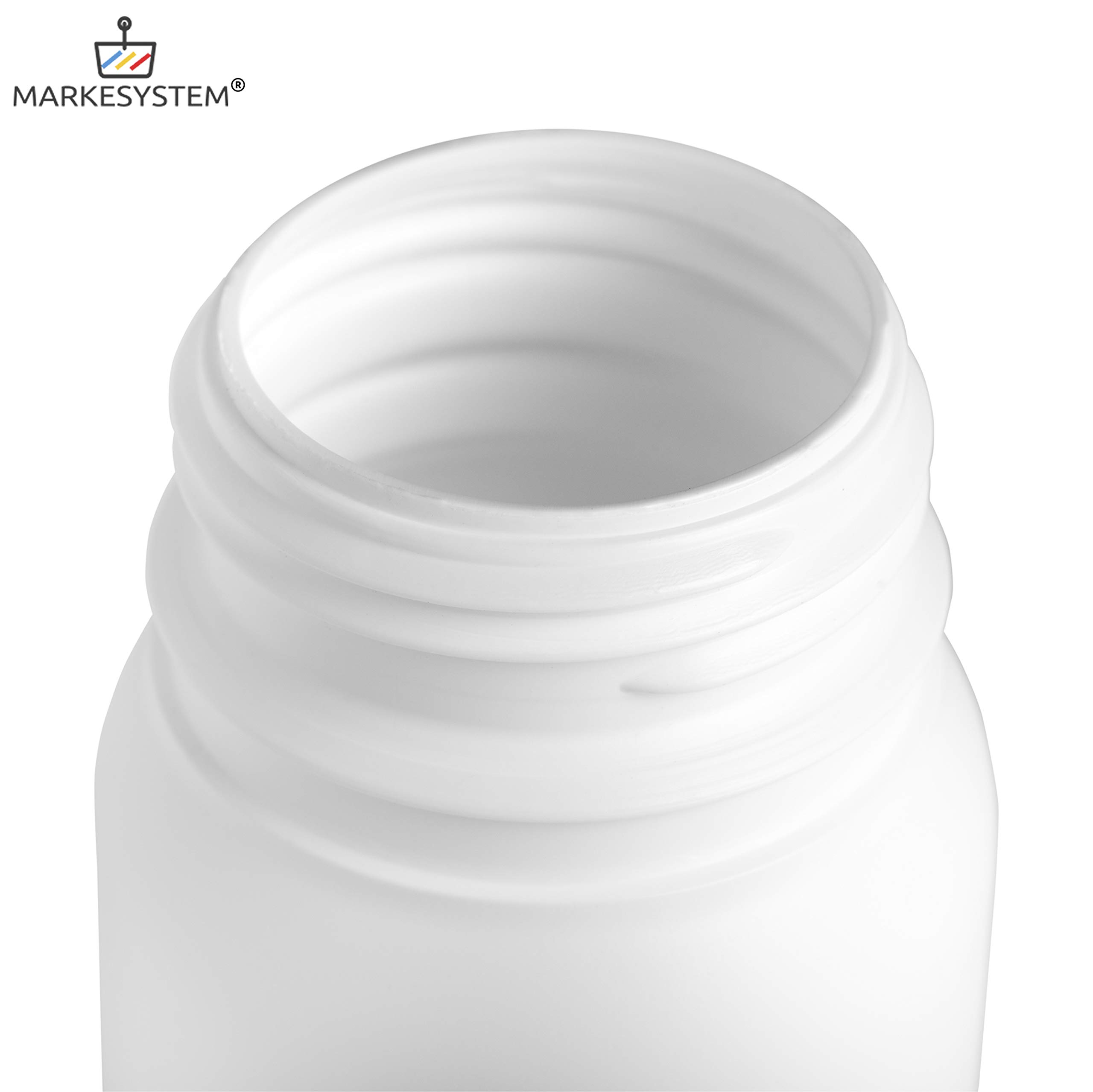 Botella blanca 250 ml (50 botellas) de plástico, cierre rosca boca ancha - Catering Industrial, Líquidos, Cosmética, Químicos, ADR + Kit Etiquetado, Apta para uso alimentario.