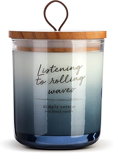 Demdaco Rolling Waves Blue - Vela en tarro de cera de mezcla de soja de 10 onzas, Simply Serene