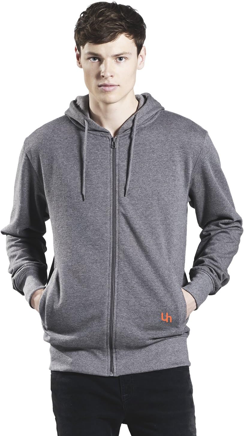 Underhood of London Men's Hoodie Jacket - 100% Organic Cotton Zip-up European Hooded Sweatshirt