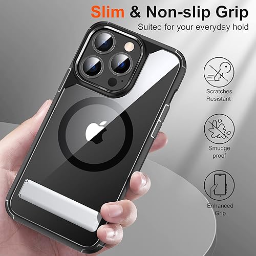 Miniatura 6 de SUPERONE Funda MagSafe para iPhone 14 Pro con soporte, funda magnética para teléfono con soporte delgado ajustable y parte trasera de policarbonato