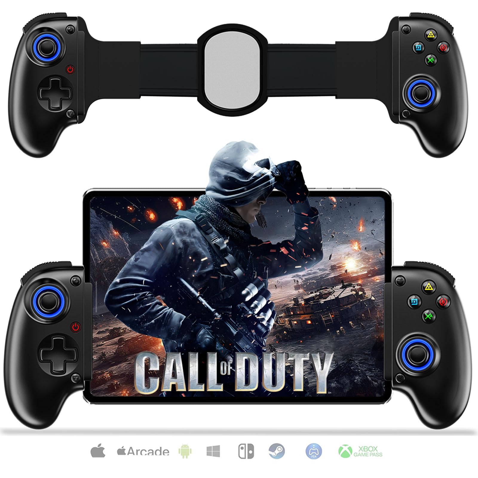 Mobile Cloud Gaming Controller for iPhone 15/14, iPad, Tablet,  Android/PC/Switch/PS3/PS4 Gamepad Joystick with Turbo, Streaming on  PS4/Xbox/PC, Hall