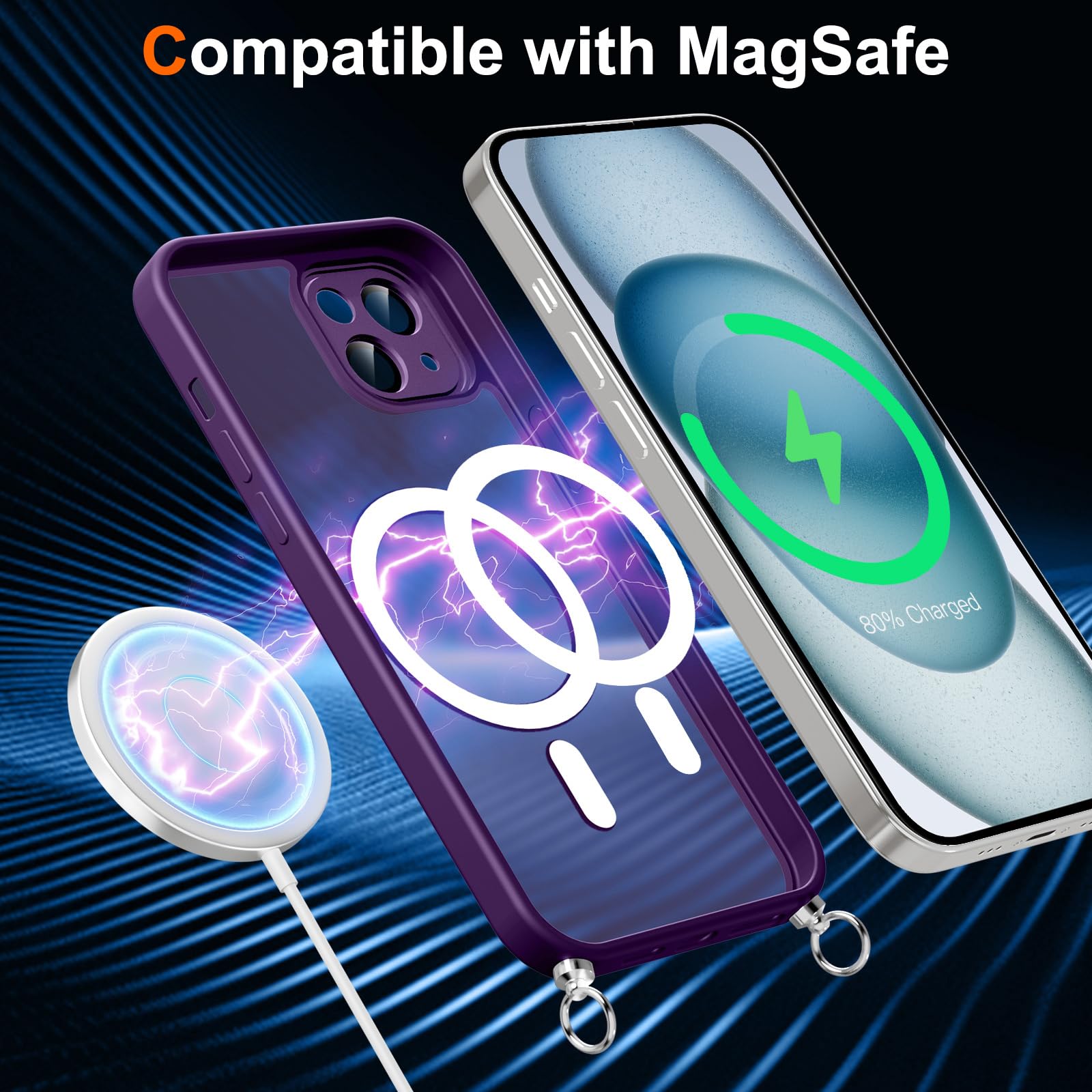 Yoedge Magnetica Traslucida Opaca Cover per iPhone 15 Pro con Cordino 6,1, Compatibile con Magsafe, Traslucida Opaca Ultra Sottile Silicone TPU Antiurto Custodia con Collana Laccio Tracolla, Blu Yoedge Magnetica Traslucida Opaca Cover per iPhone 15 Pro con Cordino 6,1, Compatibile con Magsafe, Traslucida Opaca Ultra Sottile Silicone TPU Antiurto Custodia con Collana Laccio Tracolla, Blu