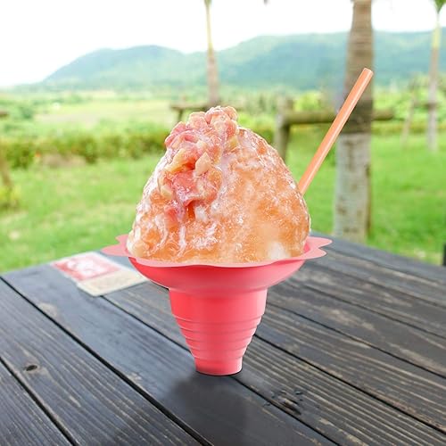 Miniatura 6 de Boao 100 tazas de nieve con cuchara de cono, pajitas, vasos de flores coloridas, vasos de goteo reutilizables, cuencos pequeños, suministros de