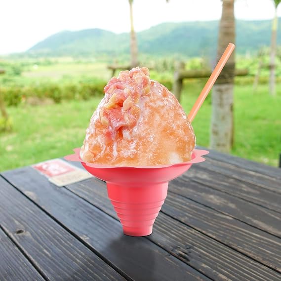 Boao 200 Pcs 5oz Colorful Flower Snow Cone Cup with Spoon Straw Flower Shaped Plastic Leakproof Shaved Ice Cream Bowl Reusable Snack Cups for Kid Birthday Hawaii Party Supplies, Easy Grip