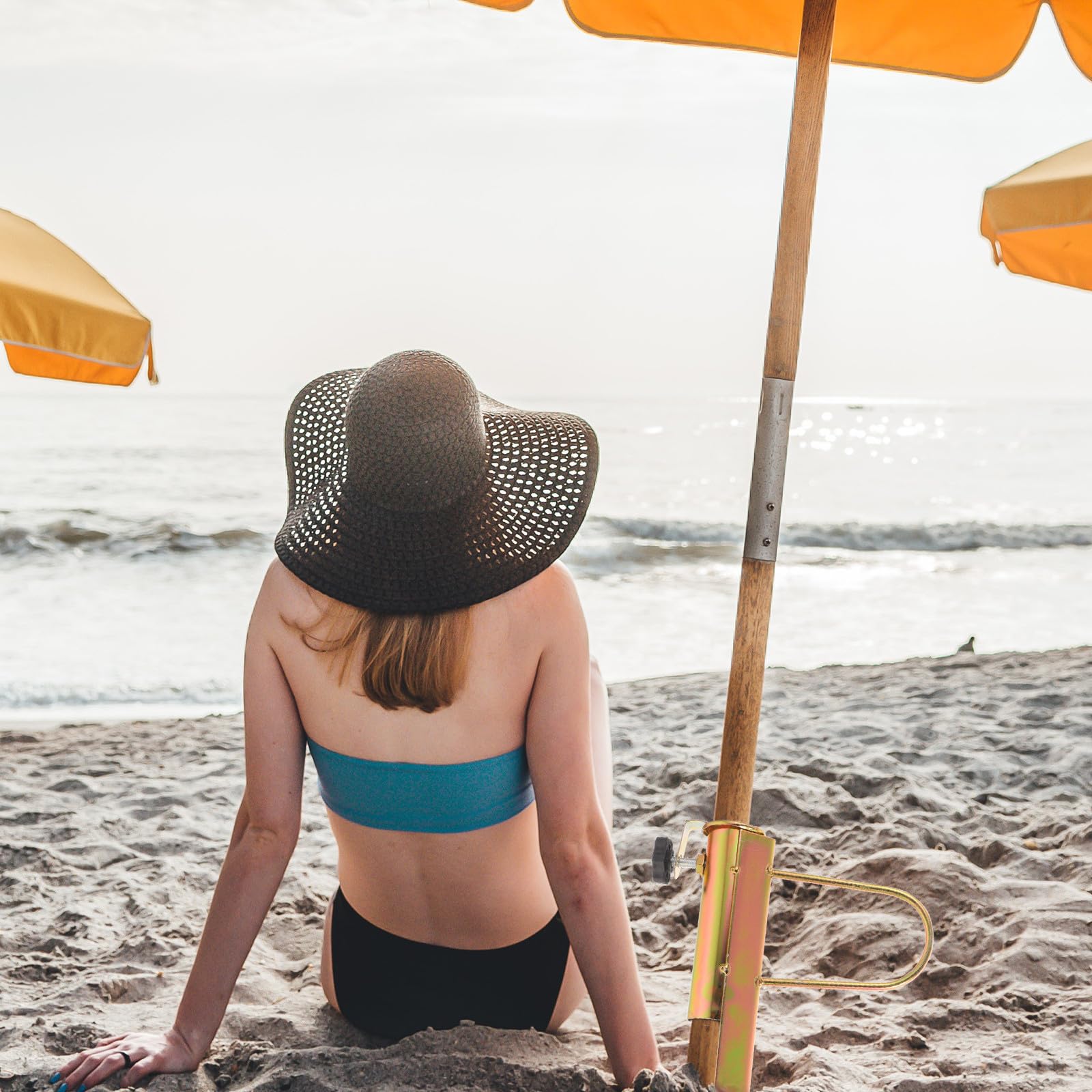 Metalowy parasol plażowy, kotwica, regulowana podstawa pod kątem prostym, stabilny uchwyt na parasol do ogrodu i na patio, wytrzymały piasek do ochrony przed wiatrem
