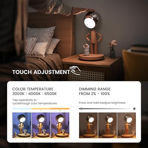 Miniatura 2 de Lámpara de luna de pausa, lámpara de escritorio LED de madera creativa, iluminación decorativa única para dormitorio, lámparas para mesitas de