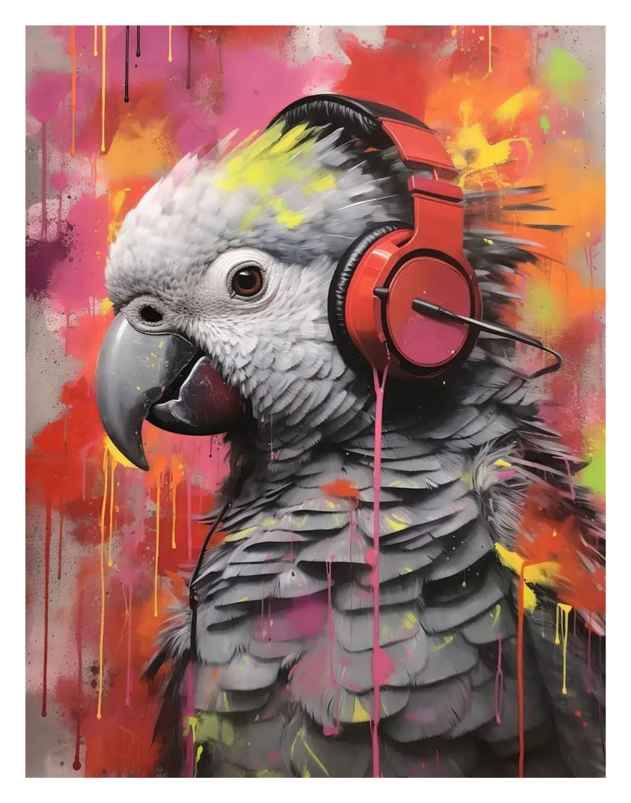 Tableaux décoration murale moderne : affiche animaux graffitis toile 40x60cm maison