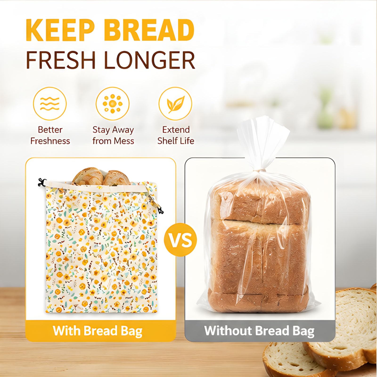 Contenitore per Pane in Cotone Riutilizzabile per lievito Naturale e pagnotte Fatte in casa estende la freschezza del Sacchetto per Pane Naturale