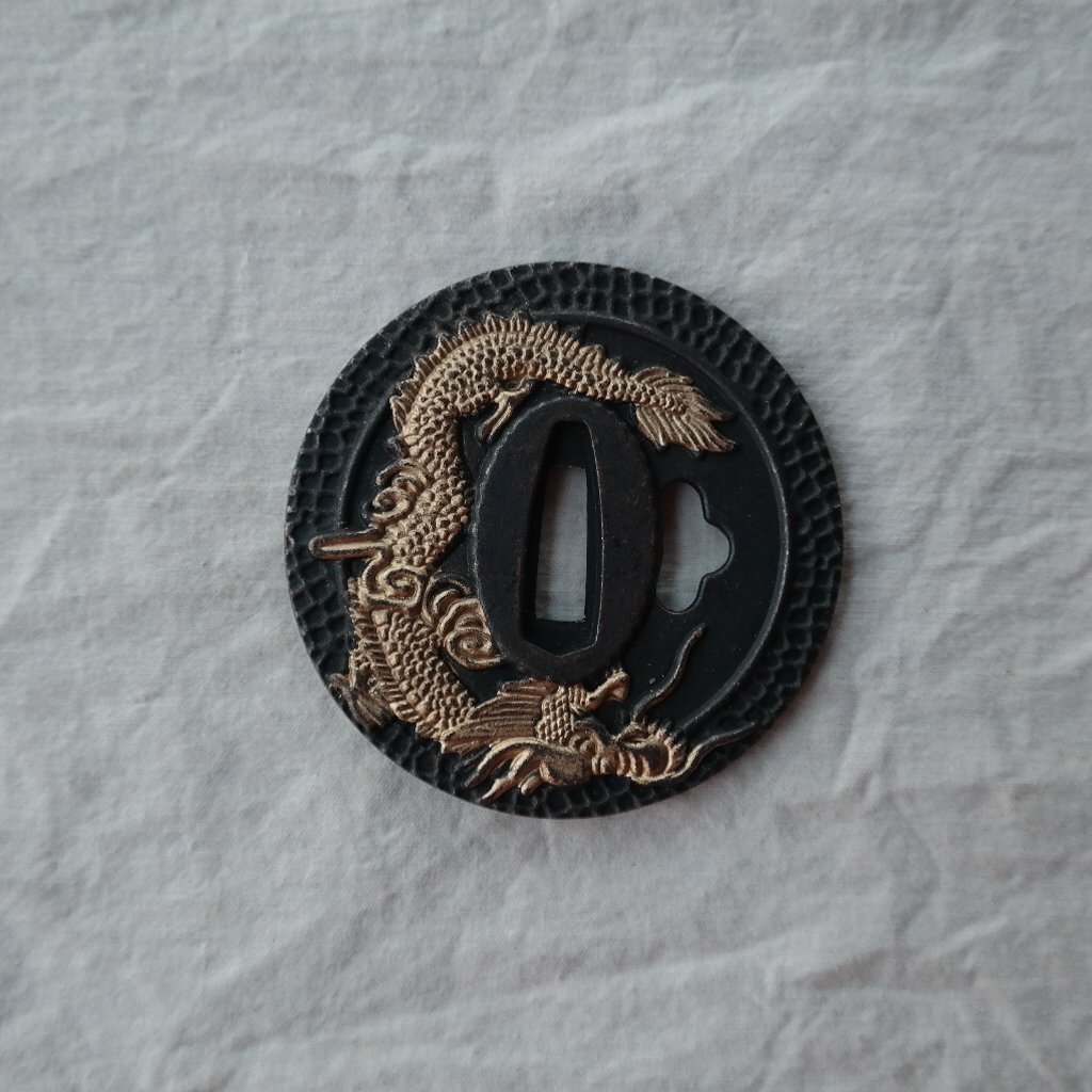 BOHIHYU Japanese Katana Sword Guard (Tsuba) - Hand-Forged Alloy Samurai Tsuba 3.2