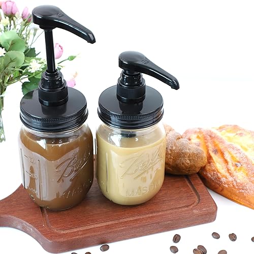 Miniatura 3 de Bombas dispensadoras de salsa de miel y jarabe Mason para tarro de boca regular, paquete de 3 dispensadores de jarabe de café de grado alimenticio,