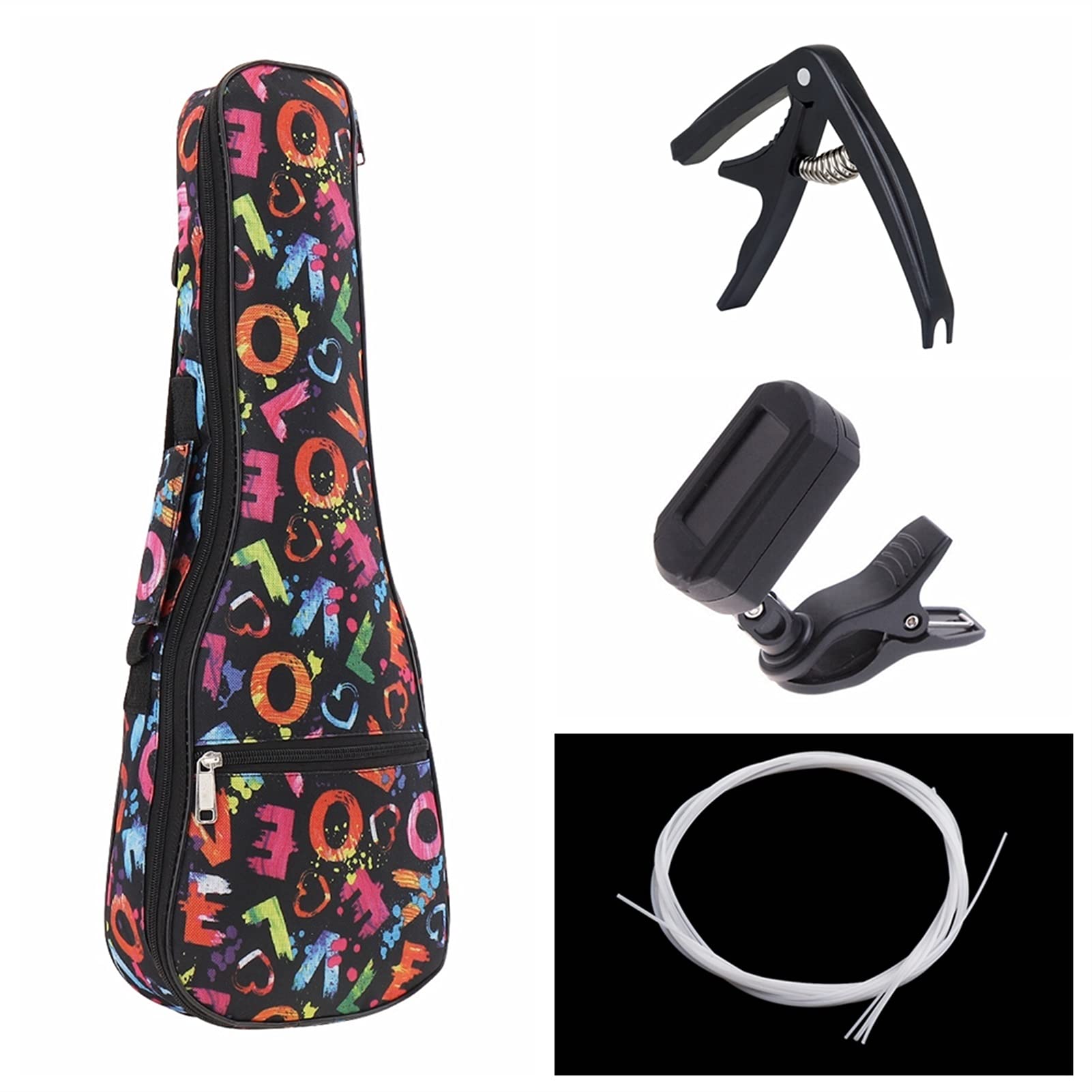 Ukulele koncertowe Początkujący Ukulele Ukulele Combo 21/23/ 26 Cal Ukulele Czarny Sopran 4 Struny Uke Hawaje Zestaw Instrumentów Muzycznych Strunowy Zestaw Zestawy+Tuner+Ciąg+Torba (Color : 26 Inch