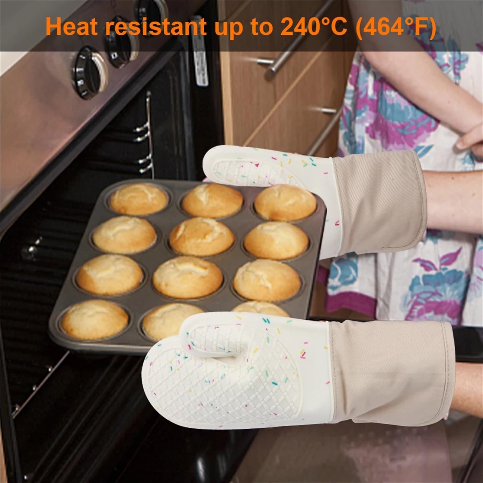 MRKU Guantes para Hornear, Guantes de Cocina para Horno, Juego de 3 Unidades, Silicona Resistente al Calor, Accesorios para el hogar y la Cocina.