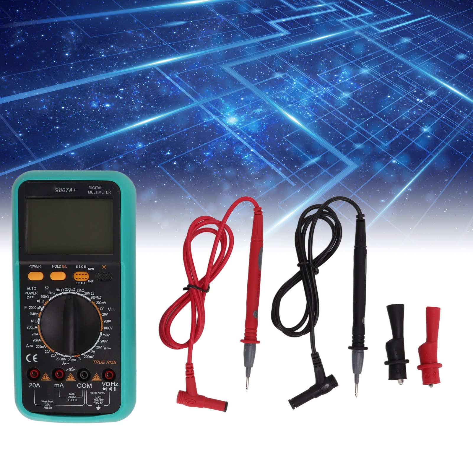 Multimetro Digitale Tester di Tensione e Corrente Portatile Ad Alta Precisione per Elettricisti con Allarme Acustico e Luminoso ABS