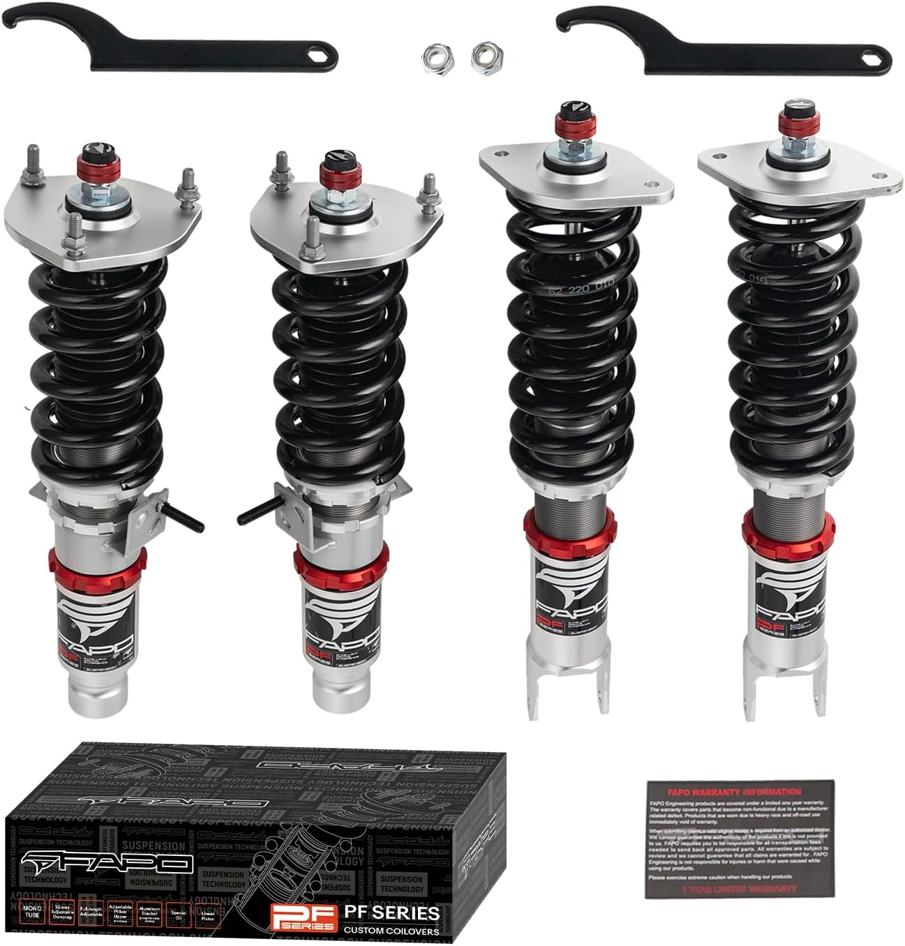 FAPO PF Coilovers for Infiniti G35X 2003-2008, G37X 2008-2013, M35X/M45X 2006-2010, Q40 Q60 2014-2015, 32 Level Damping Height Adjustable Upgraded Mono-Tube Lowering Suspension Strut Kits