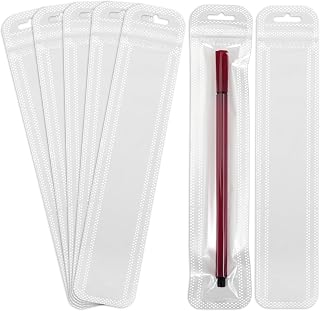 50 PCS Beadable Pen Bags for Packaging, White Pen Bags for Bead Pens, Reusable Beads for Beadable Pens and Keychains, 8.6-Inch Penbag for Keychain, Beaded, Jewelry